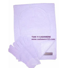 Cashmere Knit Set: Scarf, Hat, Gloves